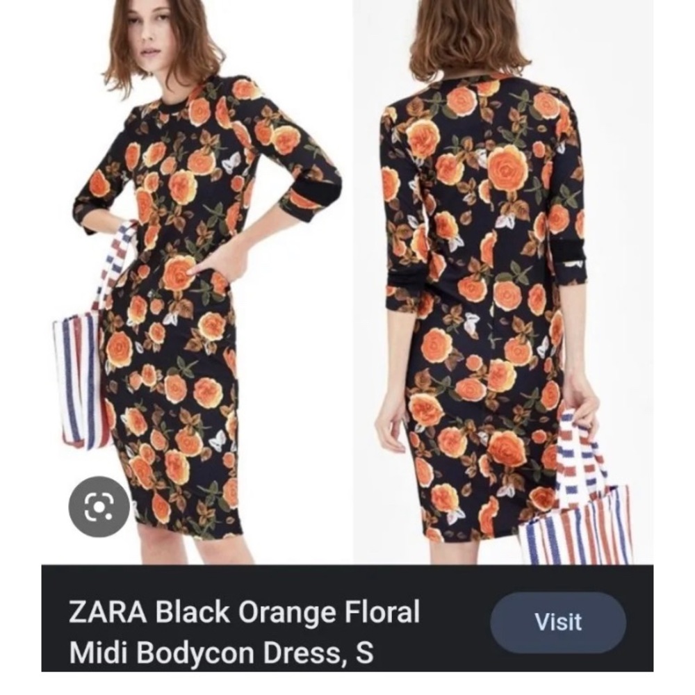 Zara Trafaluc Orange Floral Dress SZ SM